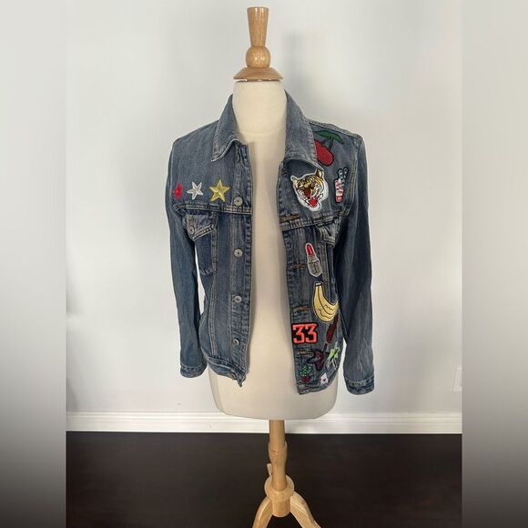 Sunset + Spring Patched Denim Jacket-Womens Size Small - Picture 2 of 13